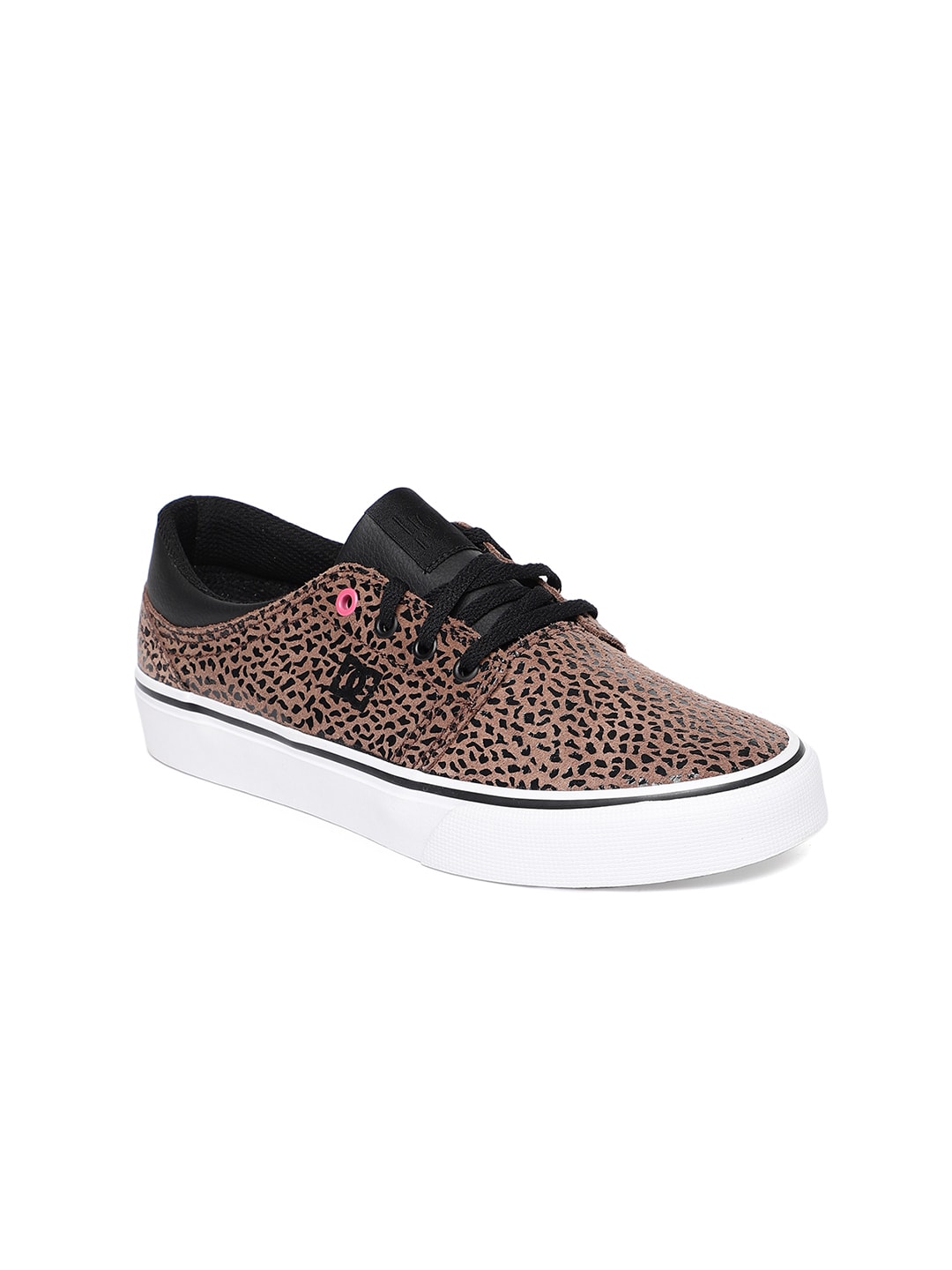 DC Women Brown TRASE SE J Cheetah Print Leather Sneakers