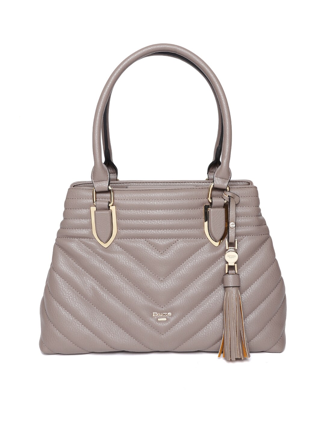 Dune London Taupe Quilted Handheld Bag with Tasselled Detail