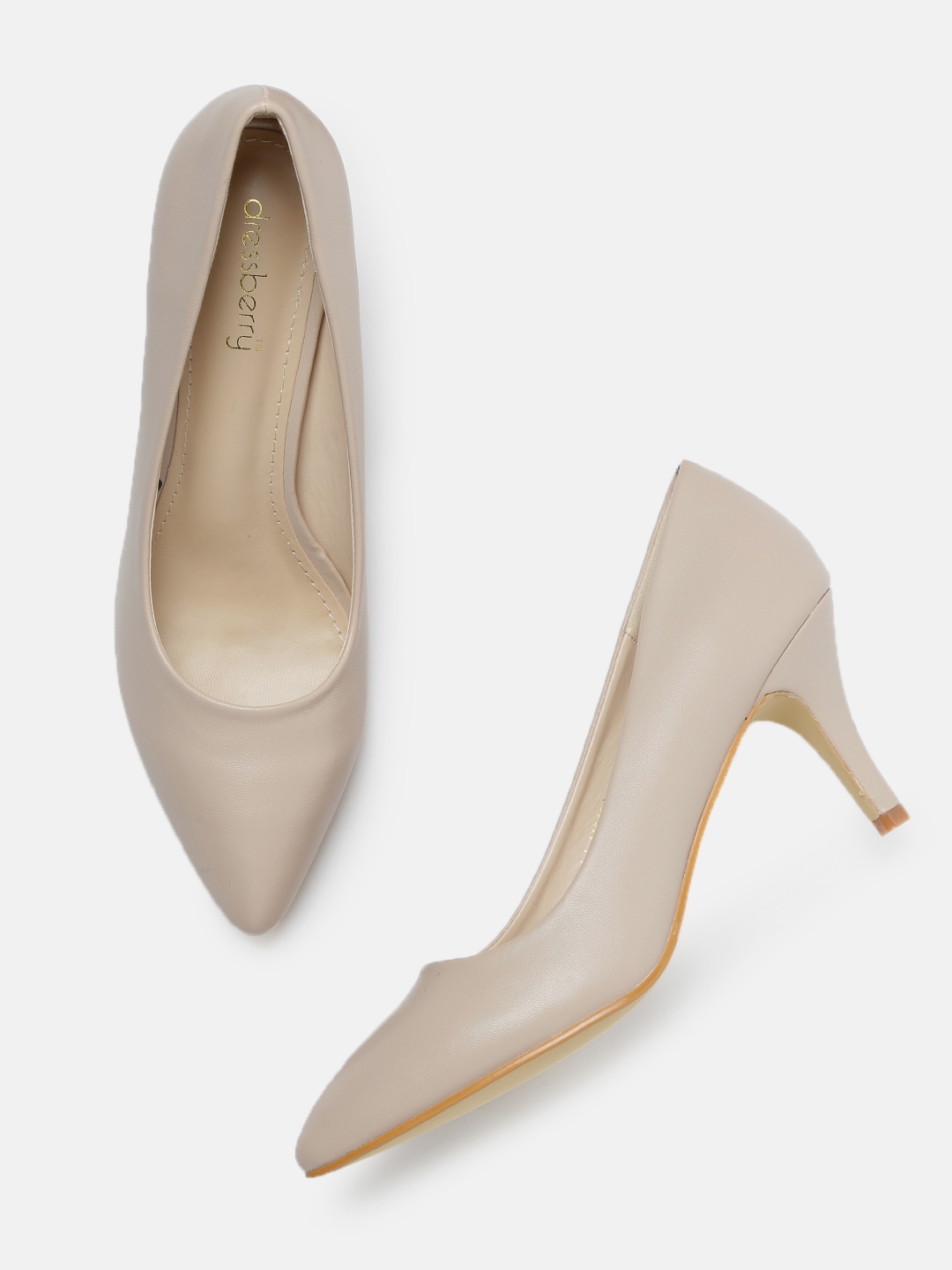 DressBerry Women Beige Solid Pumps