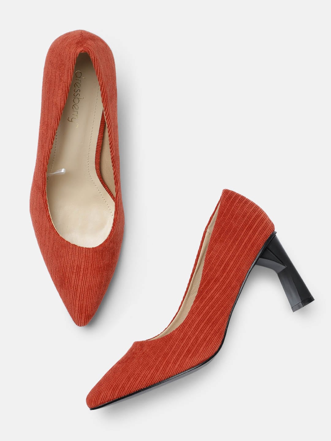 DressBerry Women Orange Solid Pumps