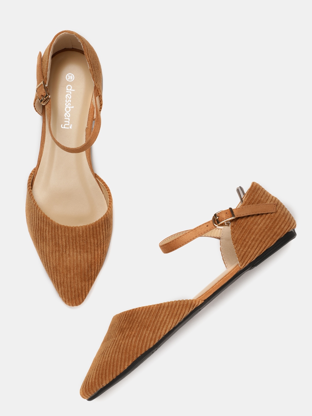 DressBerry Women Camel Brown Woven Design Flats