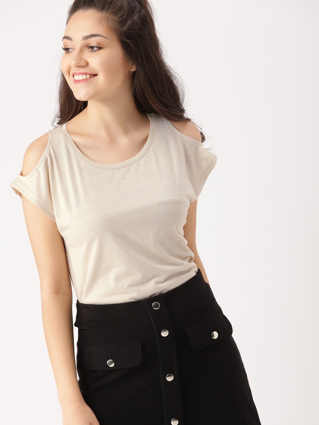 DressBerry Women Beige Solid Top