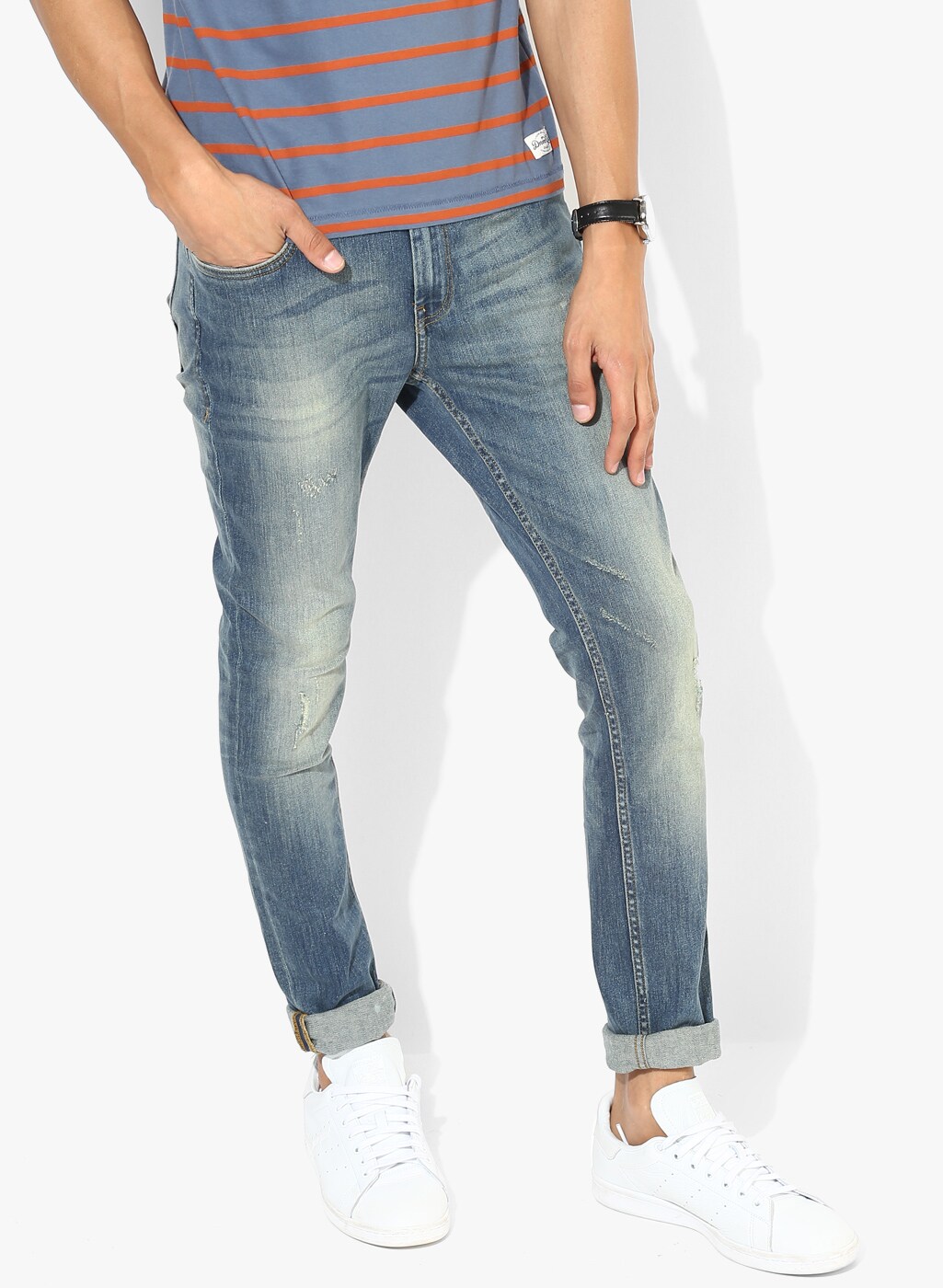 Blue Washed Low Rise Skinny Fit Jeans