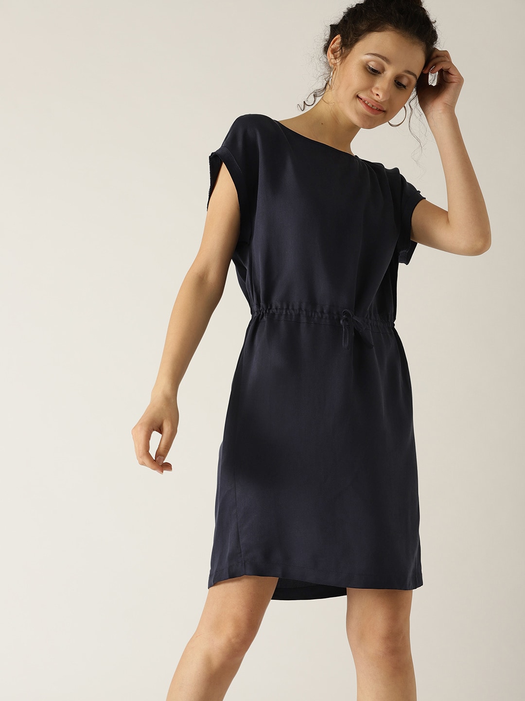 ESPRIT Women Navy Blue Solid A-Line Dress