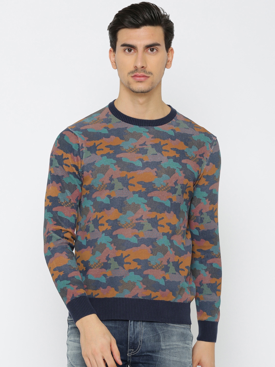 Flying Machine Men Multicoloured Printed Pullover