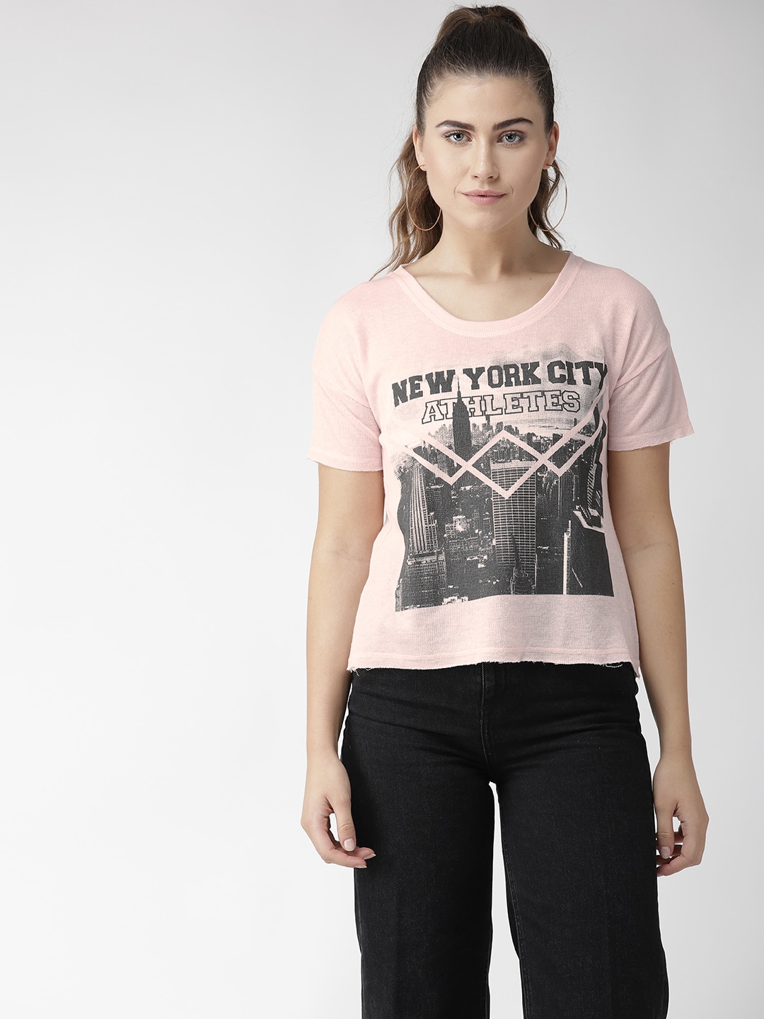 Flying Machine Women Pink Printed T-Shirt