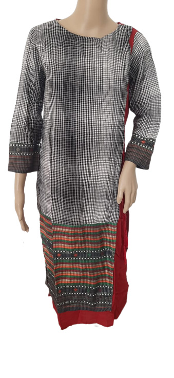 Grey Checked Kurta