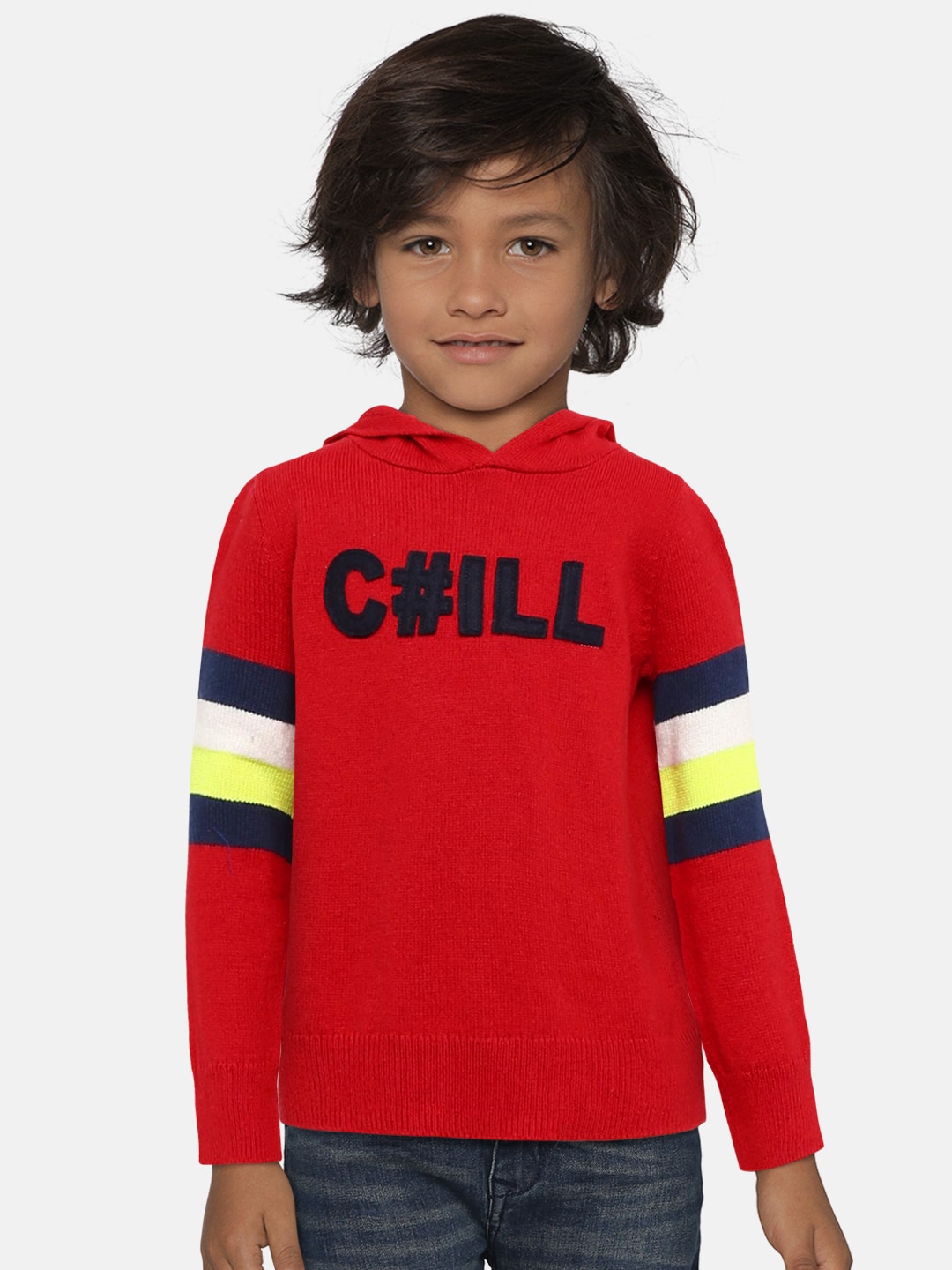 GAP Boys Red Graphic Rugby Hoodie Sweater