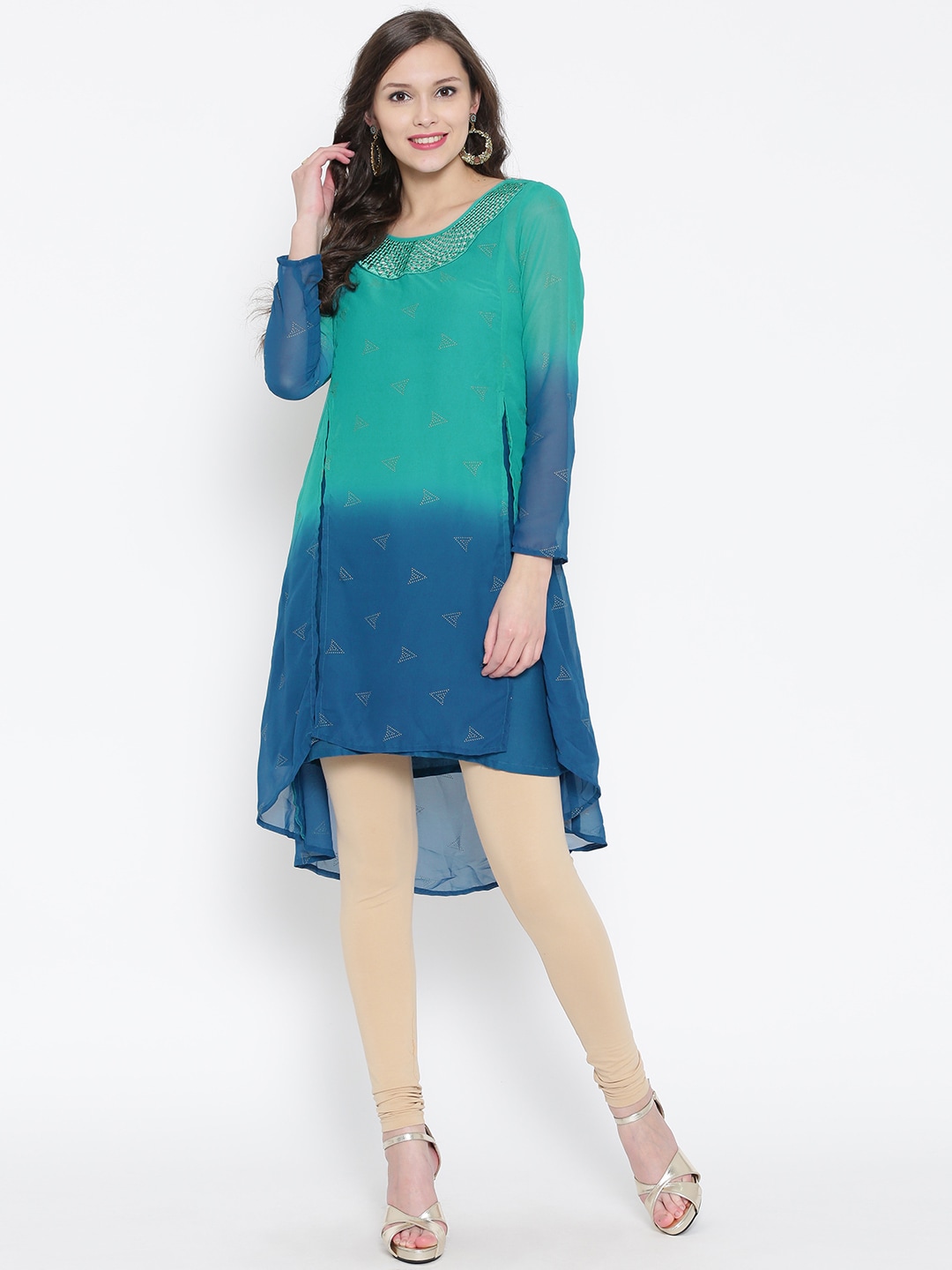 Global Desi Blue  Green Kurta