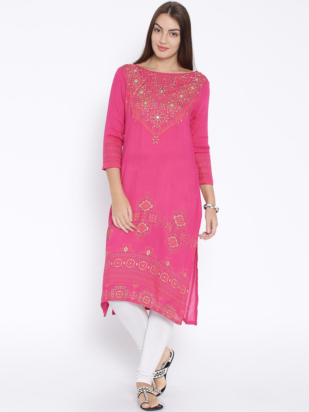 Global Desi Pink Printed Kurta