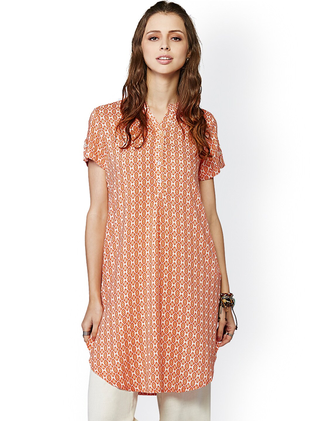 Global Desi Orange Printed Kurta