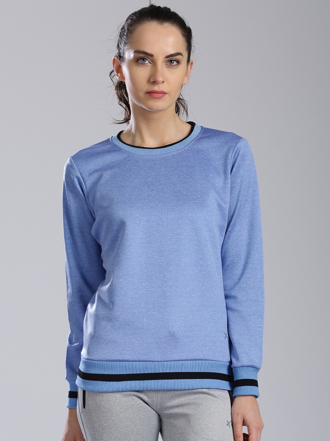 HRX by Hrithik Roshan Blue Melange Sweatshirt