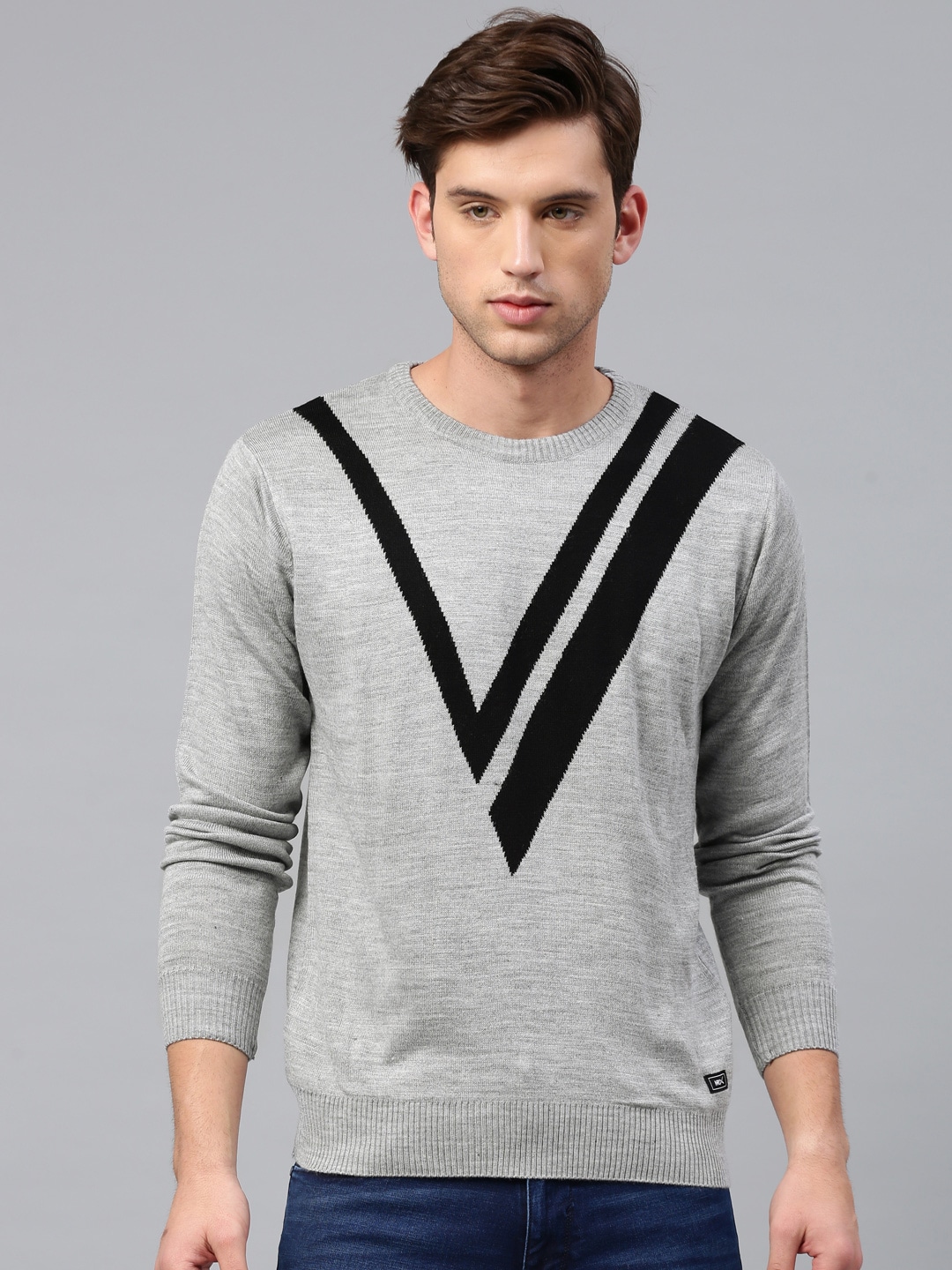 HRX by Hrithik Roshan Men Grey and Black Athleisure Sweater