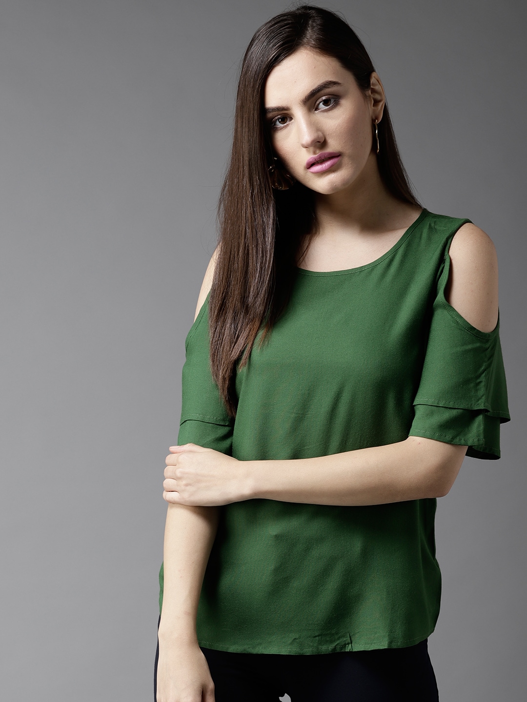 HERENOW Women Green Solid Top