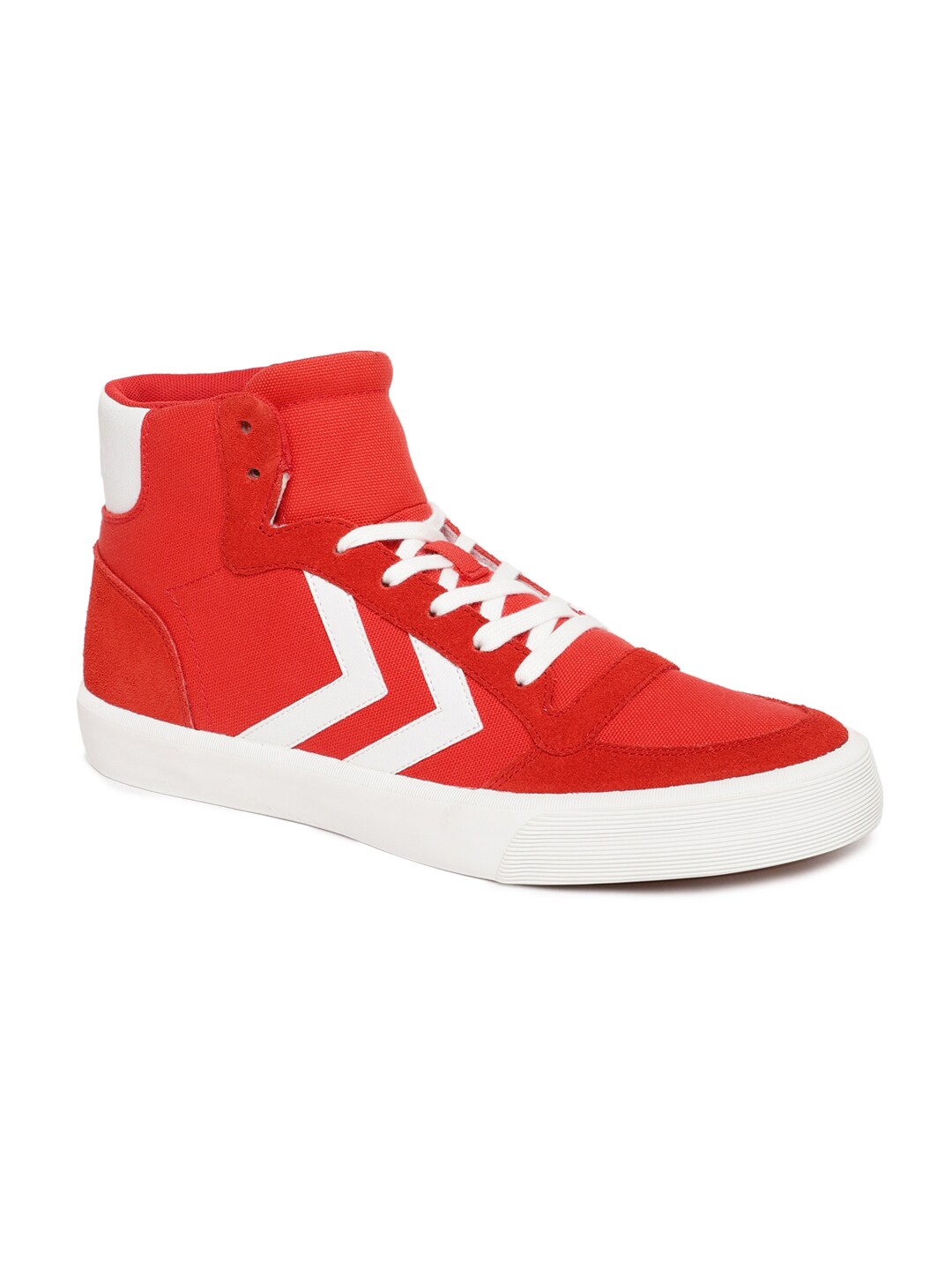 hummel Unisex Red  White STADIL RMX Mid-Top Sneakers