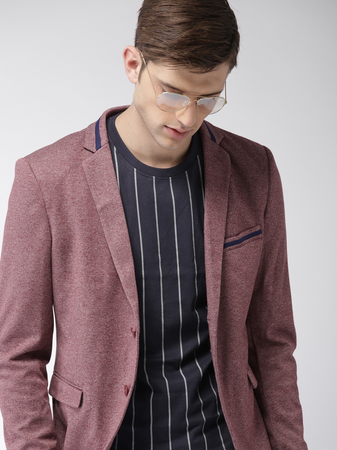 Harvard Maroon Solid Regular Fit Single-Breasted Casual Blazer