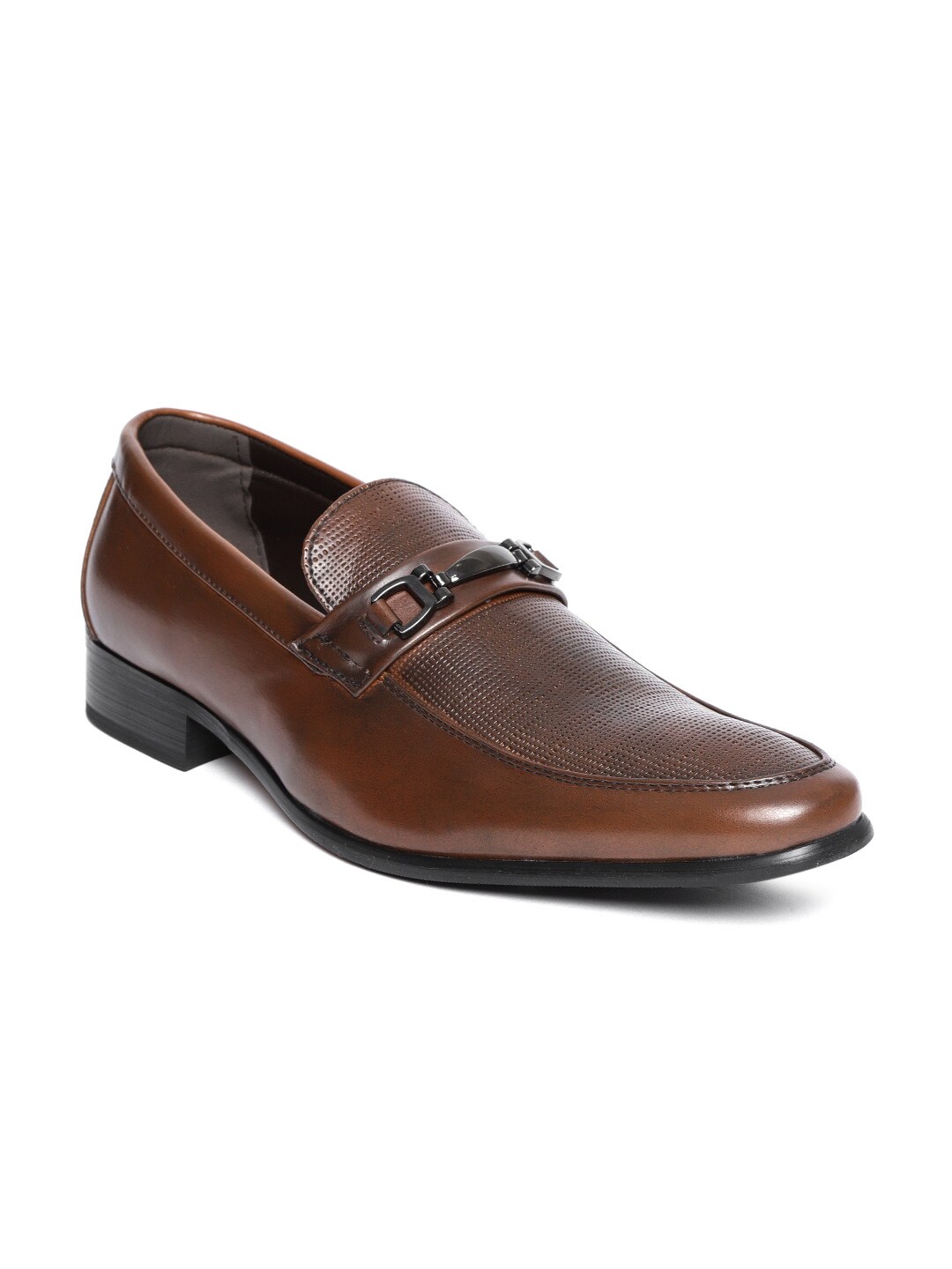 Harvard Men Brown Textured Formal Slip-Ons