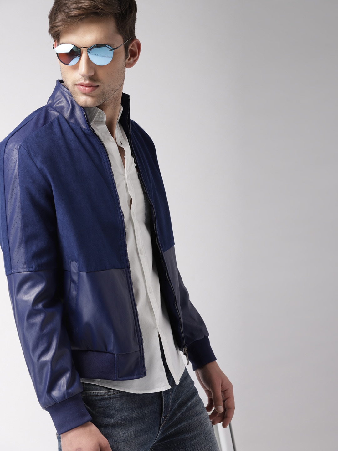 Harvard Men Navy Blue Solid Bomber