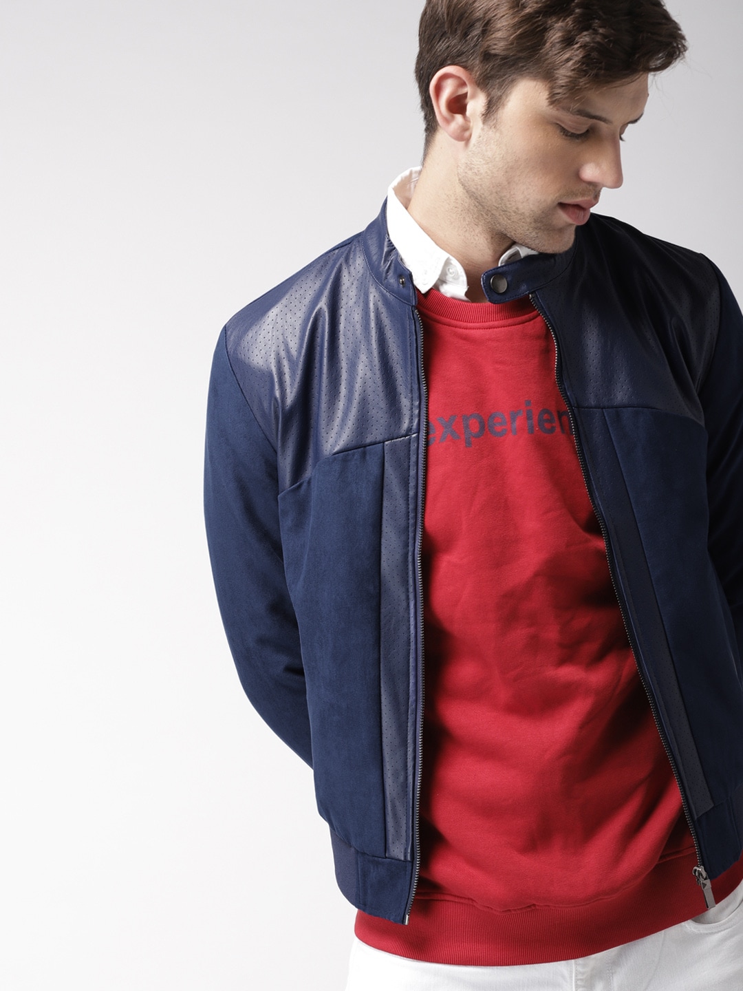 Harvard Men Blue Solid Bomber