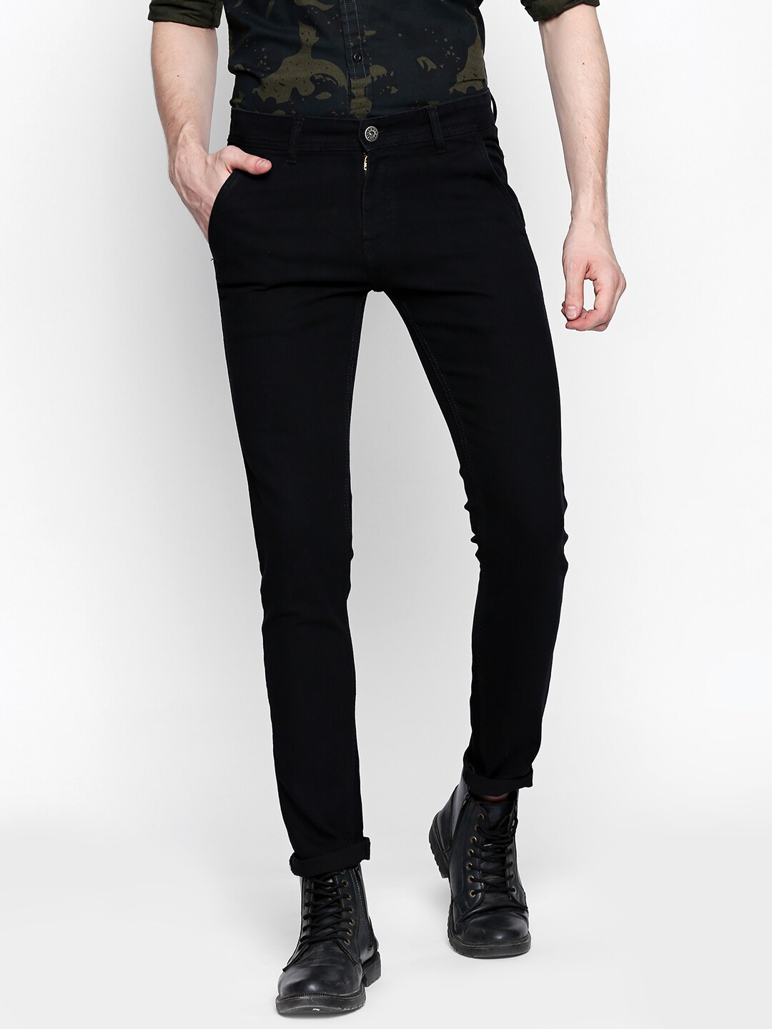 High Star Men Black Slim Fit Mid-Rise Clean Look Stretchable Jeans