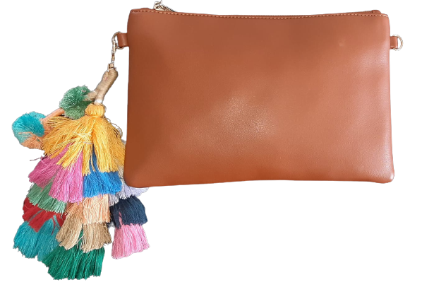 Tan Synthetic Leather Clutch