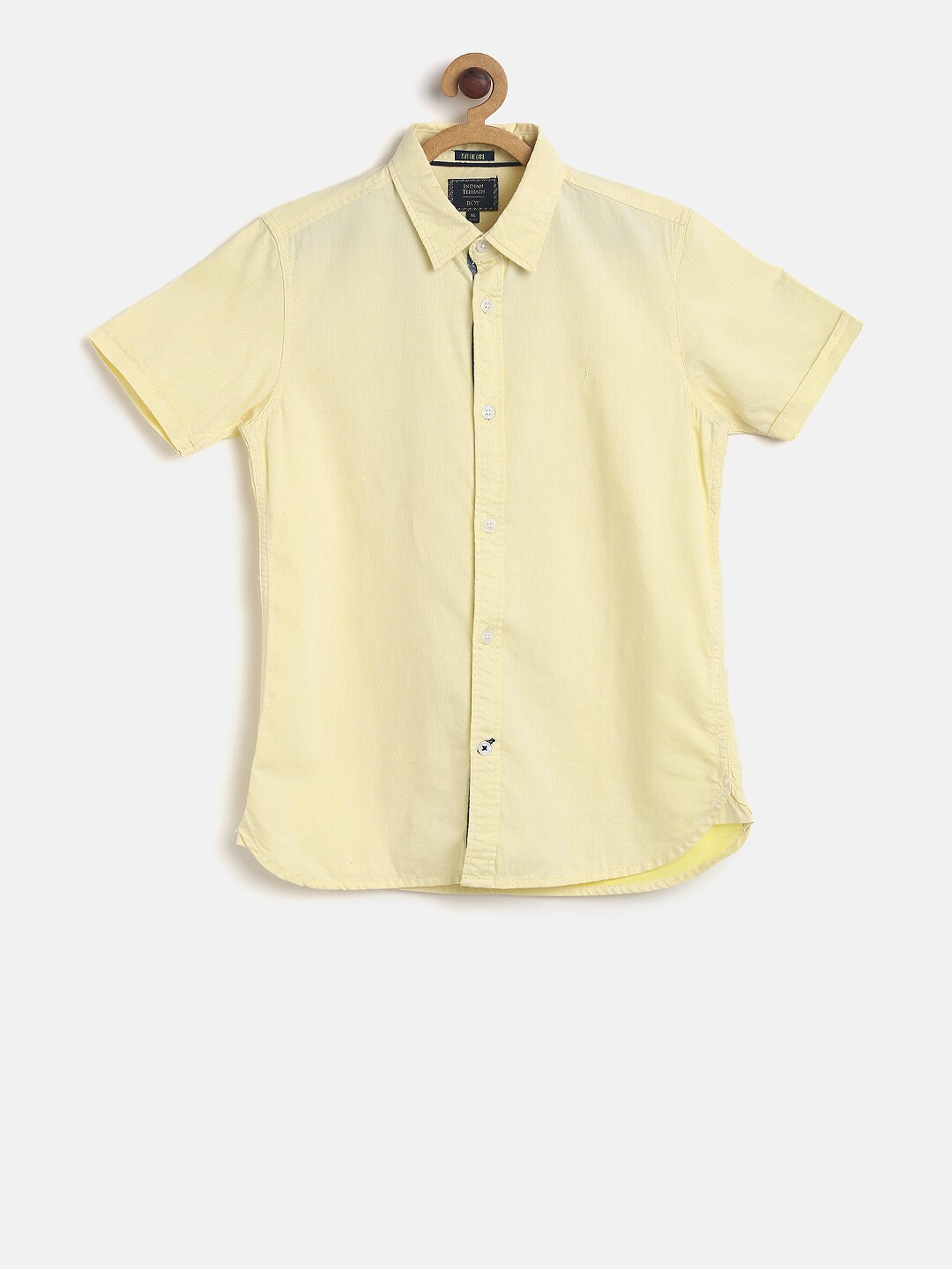 Indian Terrain Boys Yellow Regular Fit Solid Casual Shirt