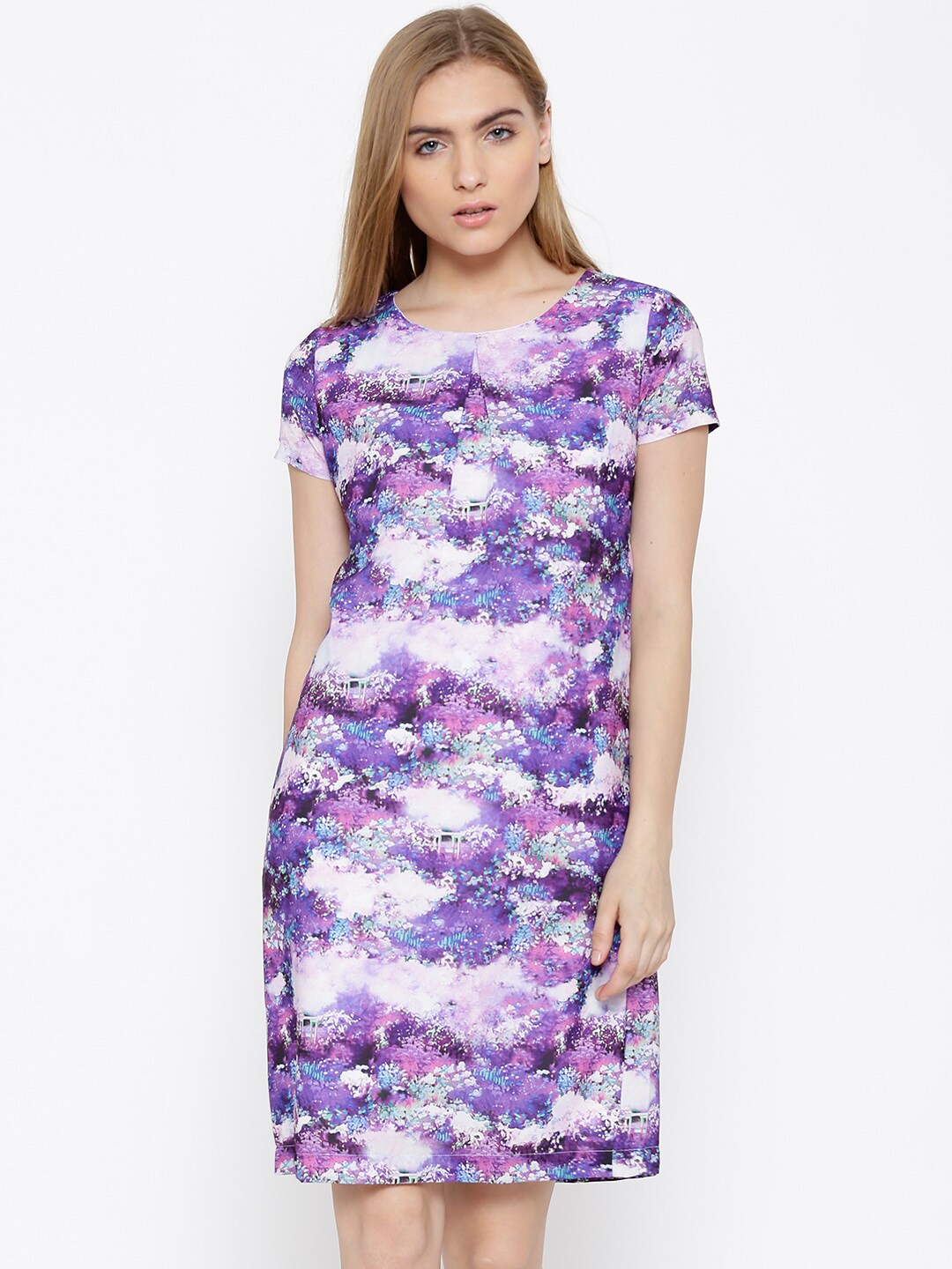 IZABEL LONDON by Pantaloons Women Purple Printed A-Line Dress