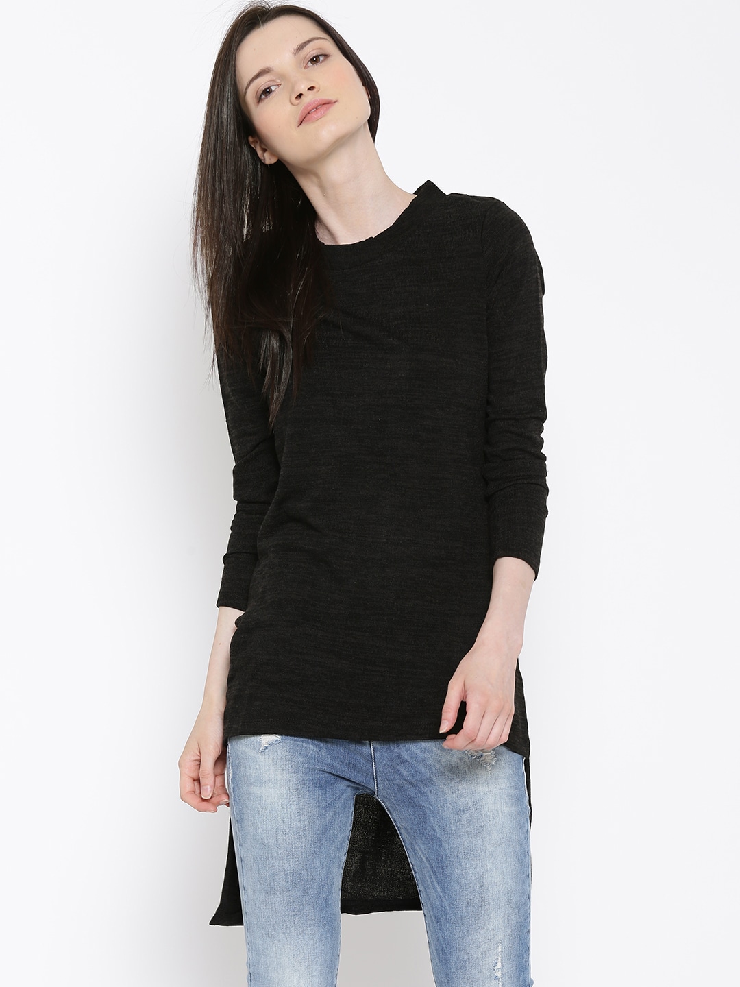 IZABEL LONDON By Pantaloons Black High-Low Sweater