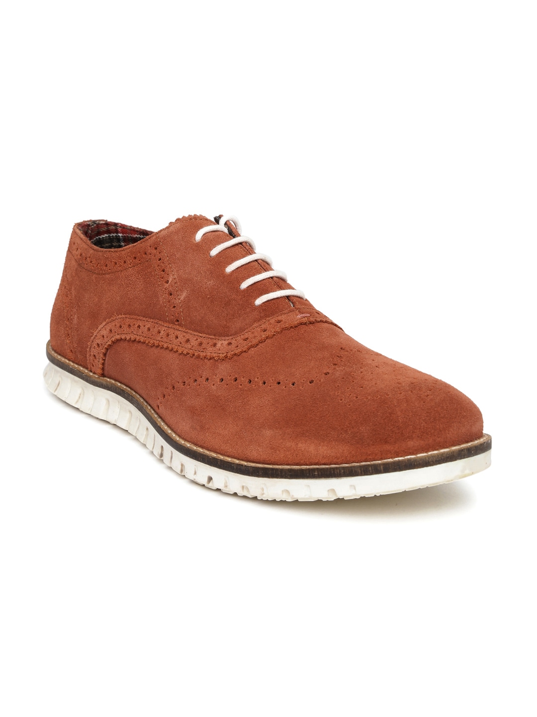 John Players Men Rust Red Solid Suede Brogues