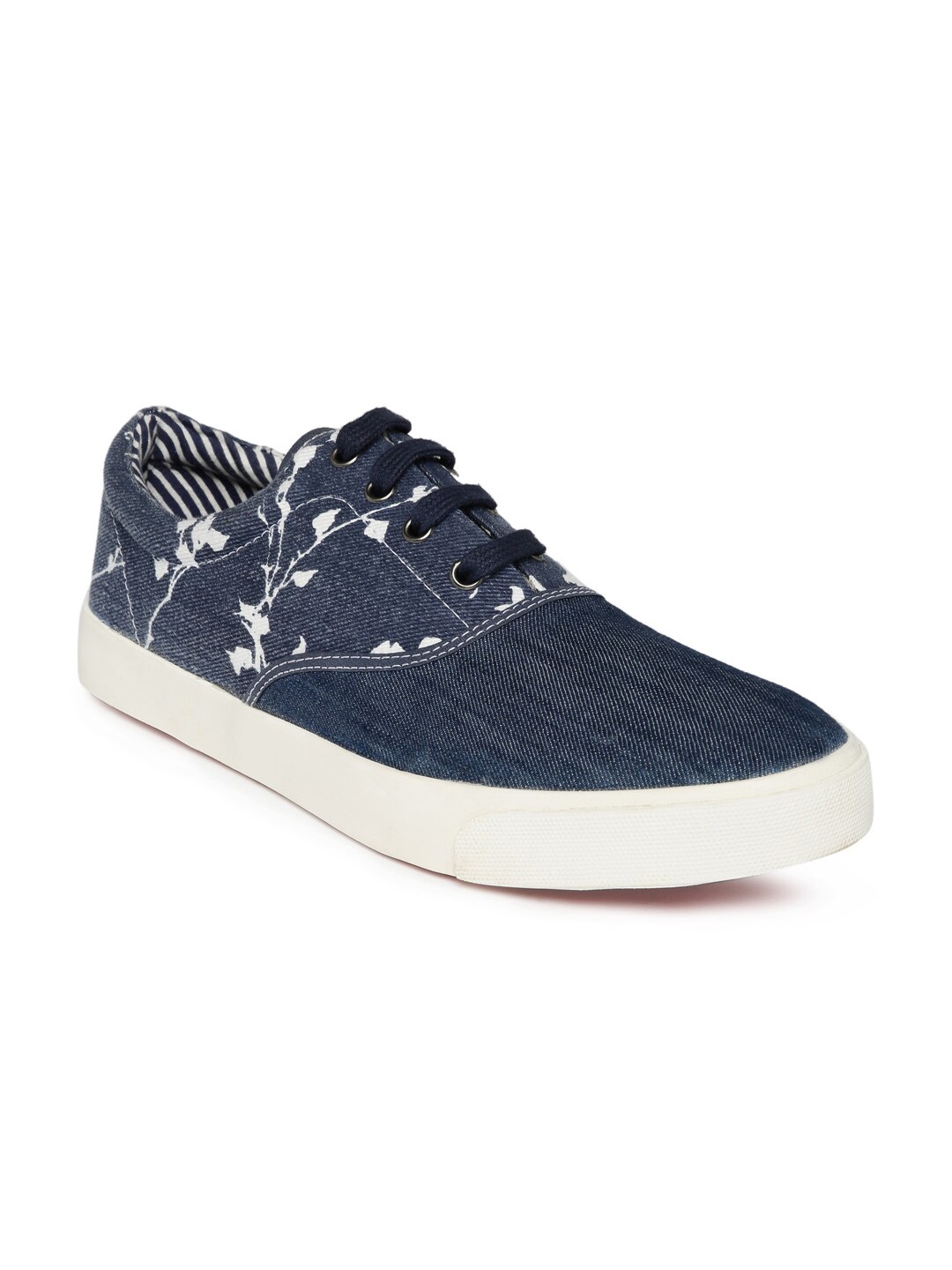 John Players Men Blue Printed Denim Sneakers