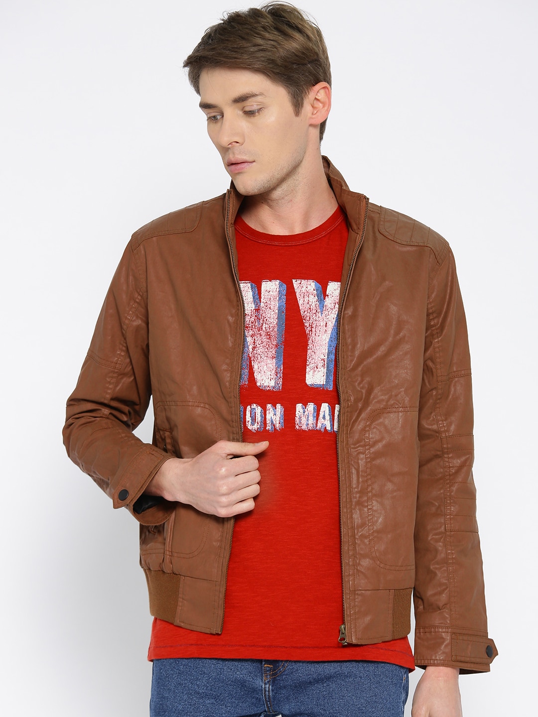 John Players Brown Biker Jacket