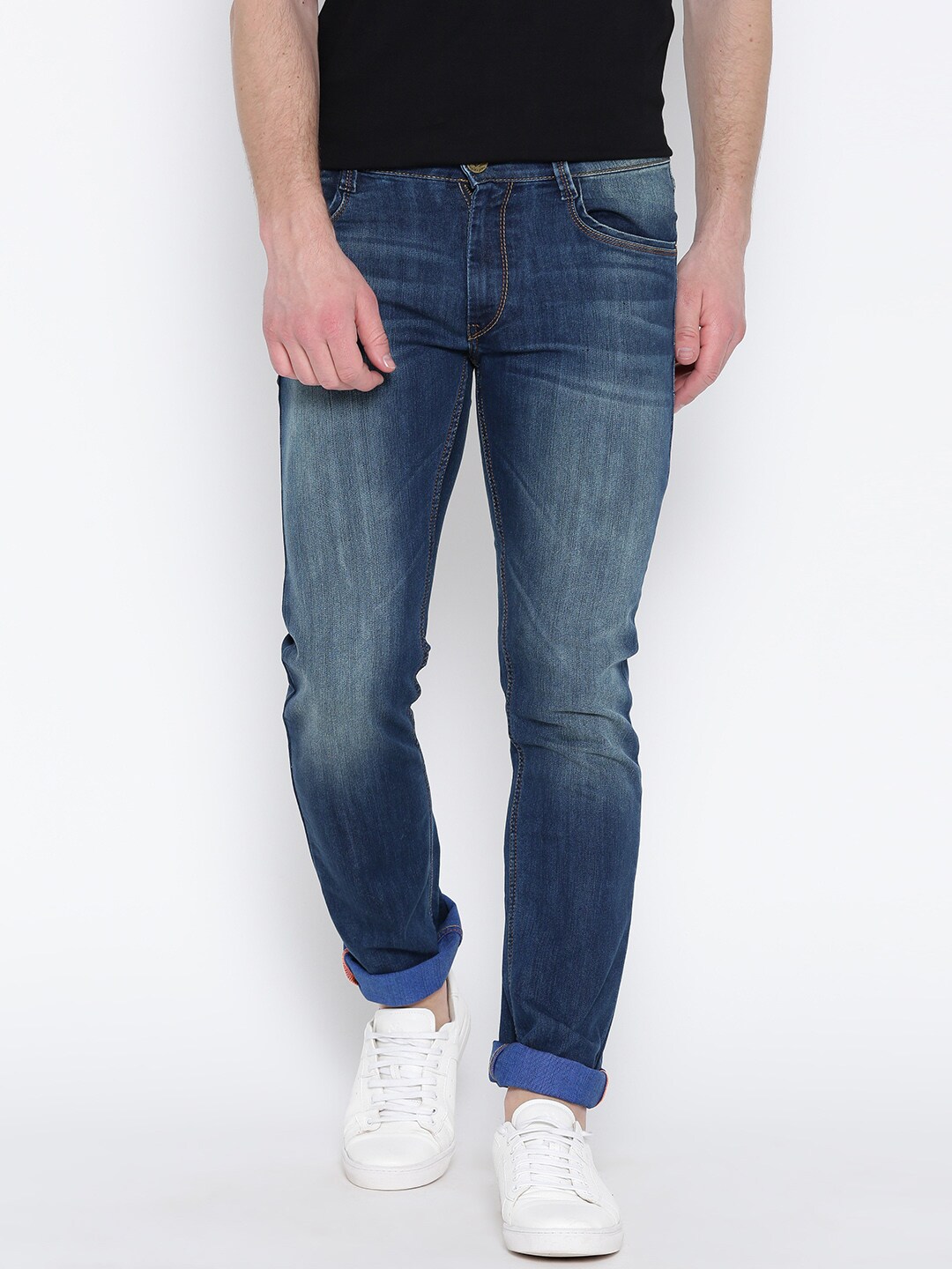 John Players Men Blue Slim Fit Low-Rise Clean Look Jeans