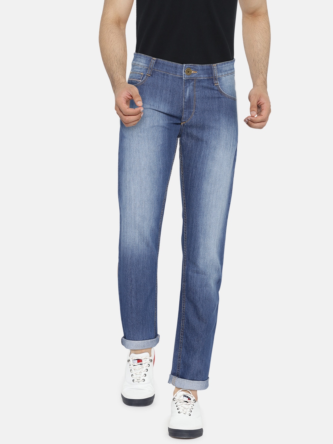 John Players Men Blue Slim Fit Mid-Rise Clean Look Stretchable Jeans