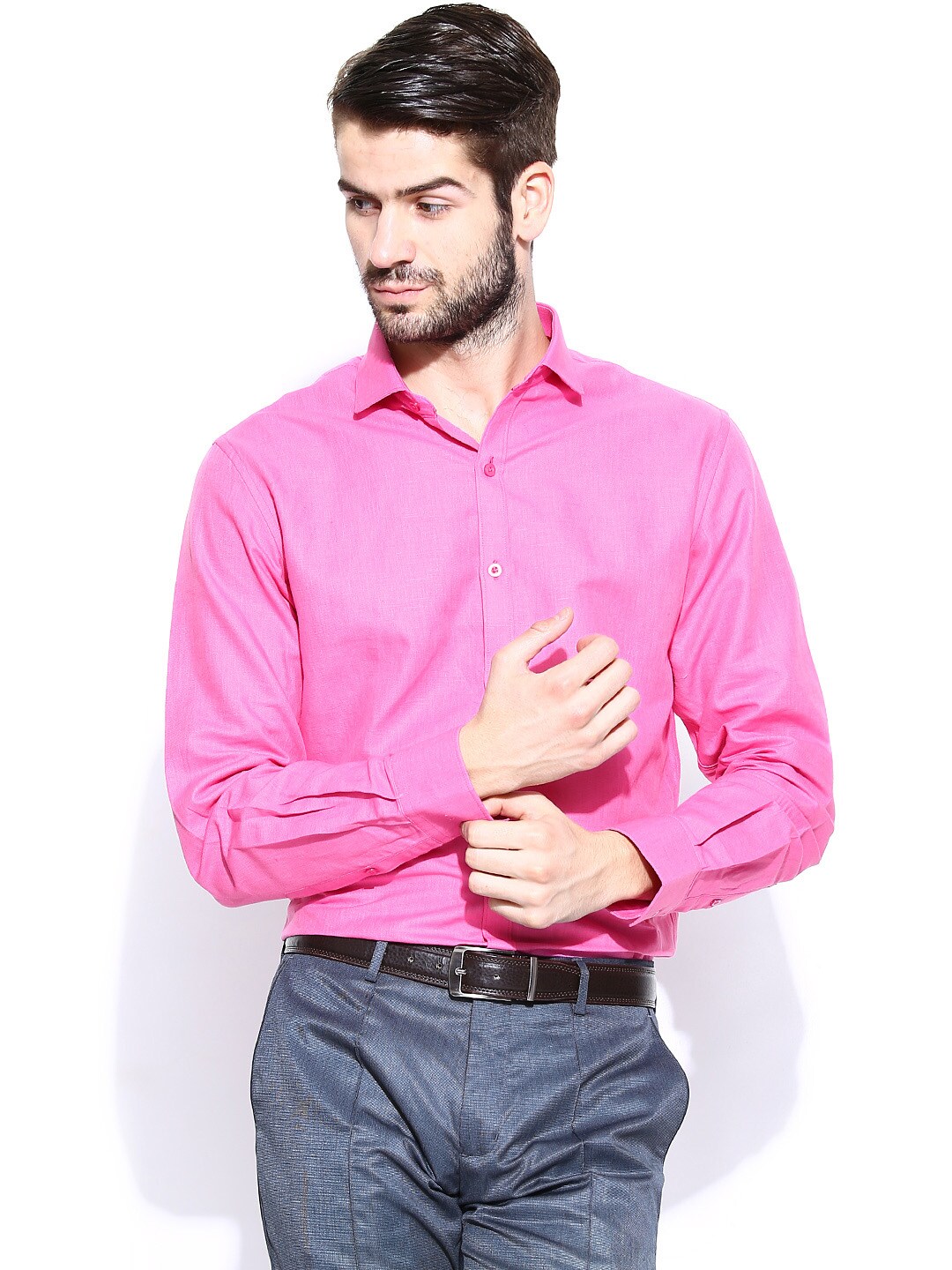 John Players Men Pink Slim Fit Smart Casual Shirt