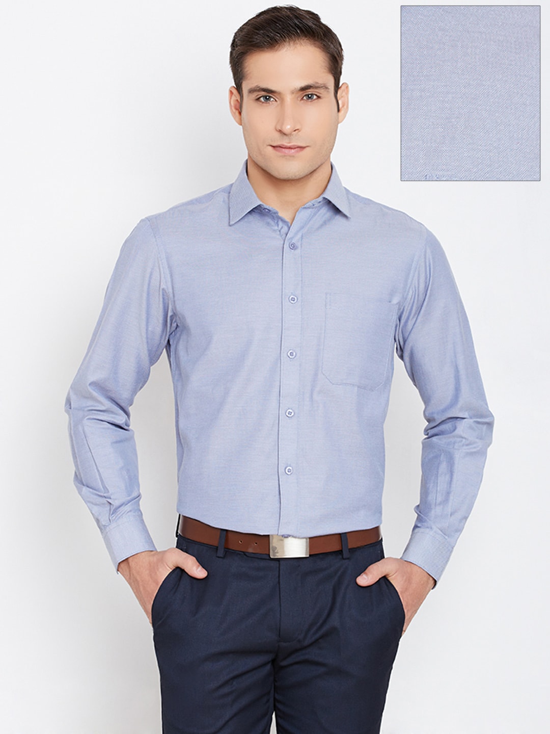 John Players Blue Patterned Slim Formal Shirt