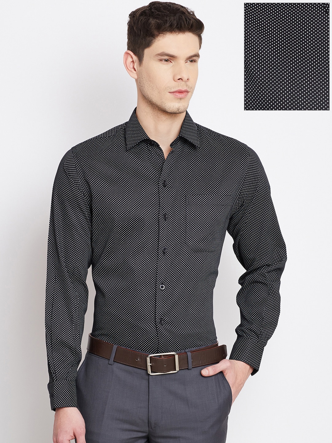 John Players Men Black Slim Printed Formal Shirt