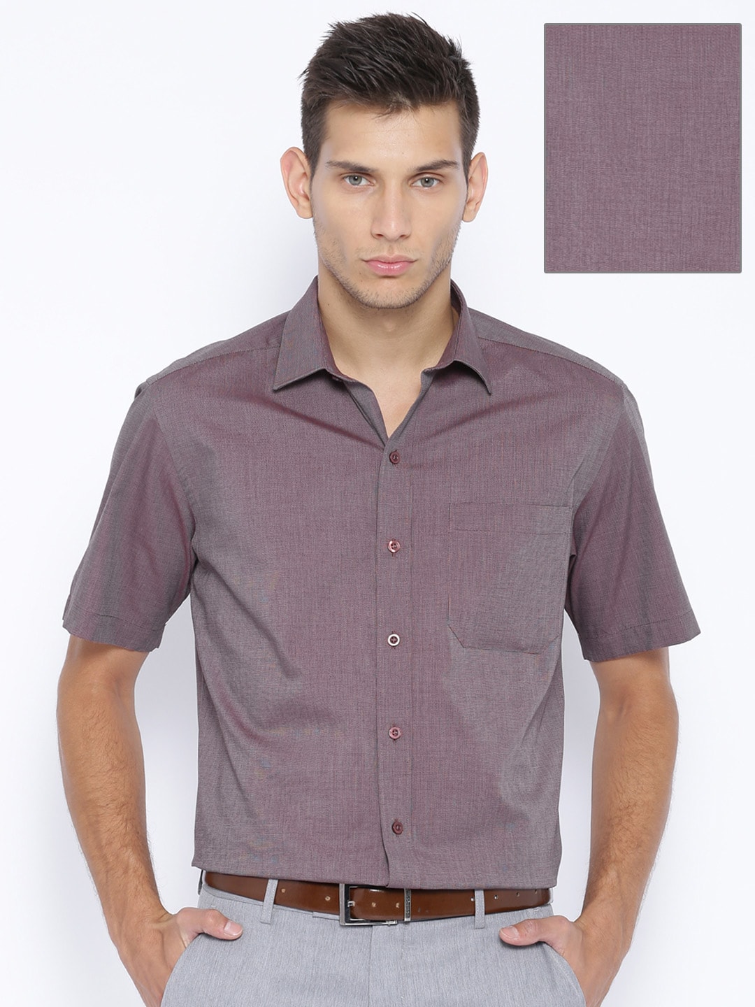 John Players Burgundy Two-Toned Formal Shirt