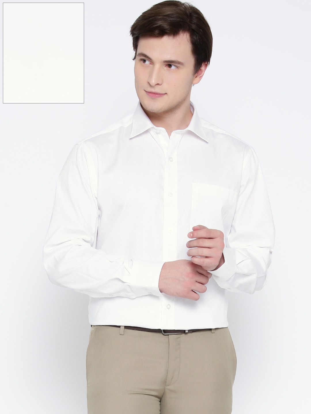 John Players Men White Solid Formal Shirt