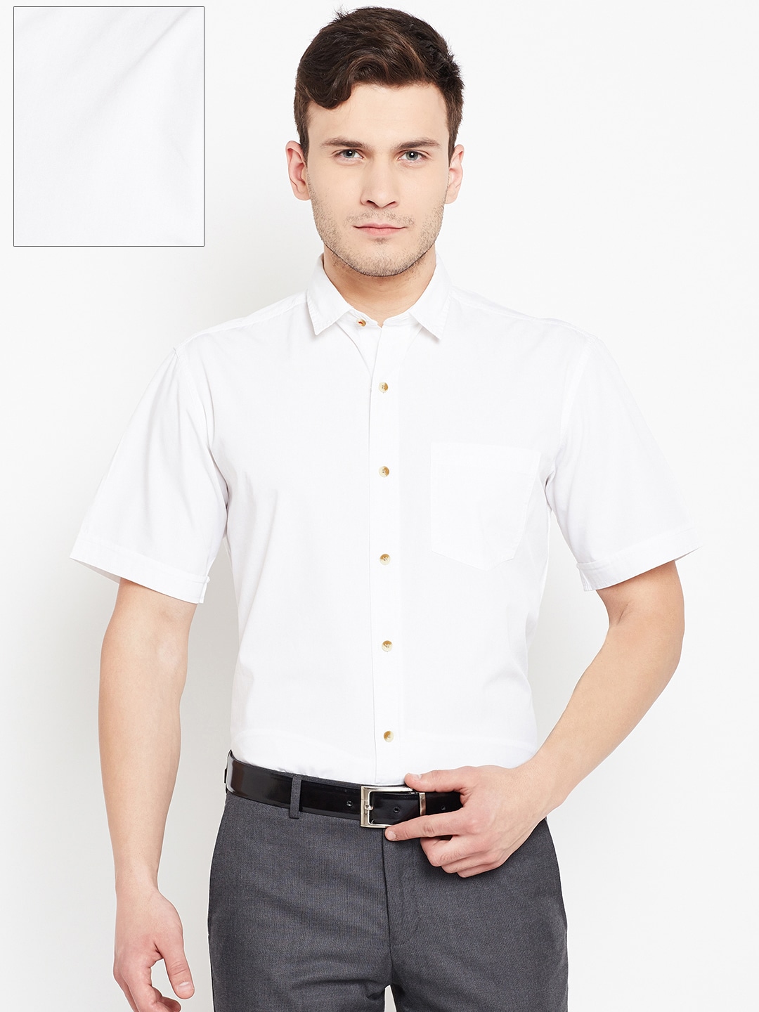 John Players Men White Solid Formal Shirt