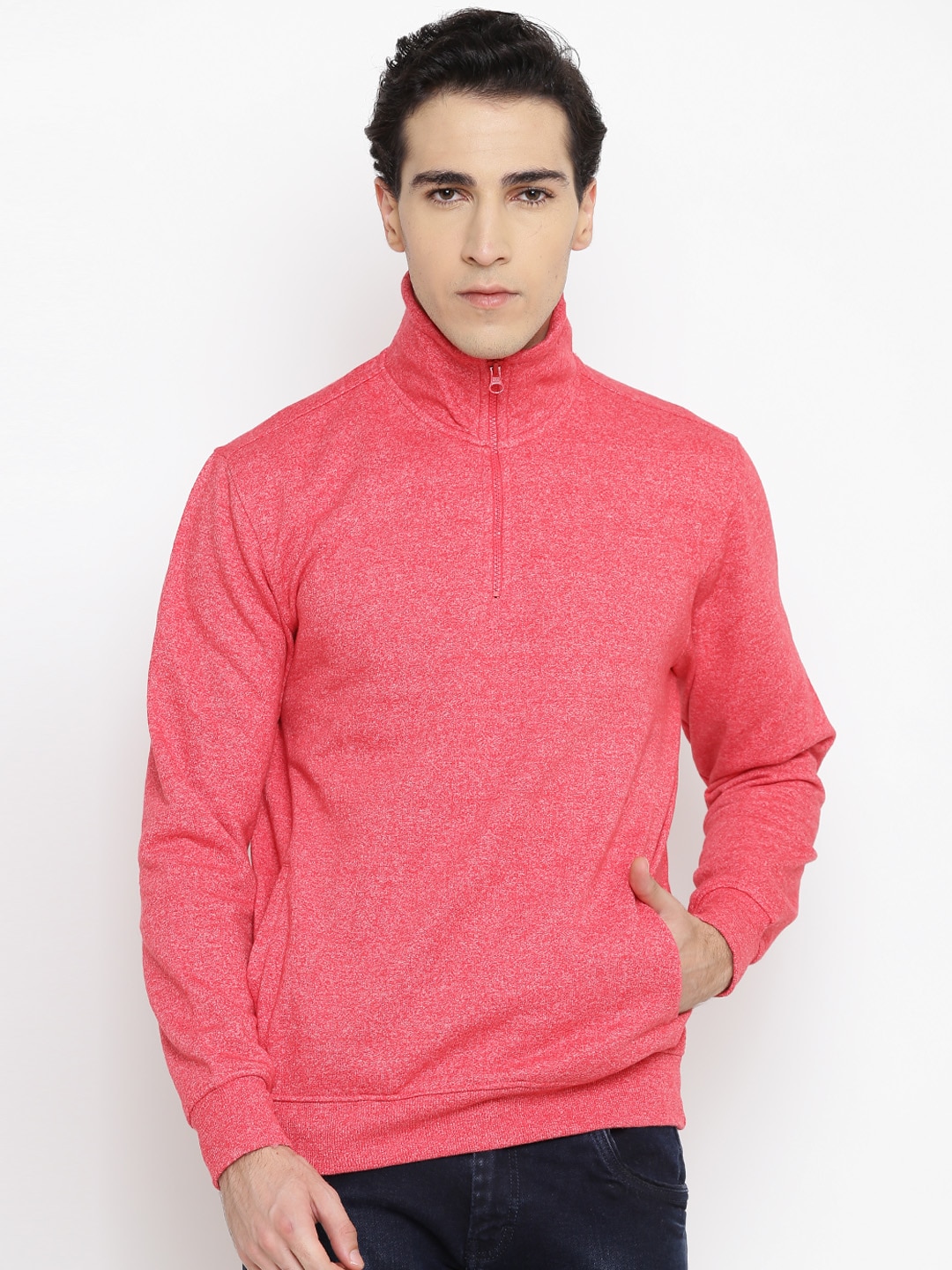 John Players Men Red Solid Sweatshirt