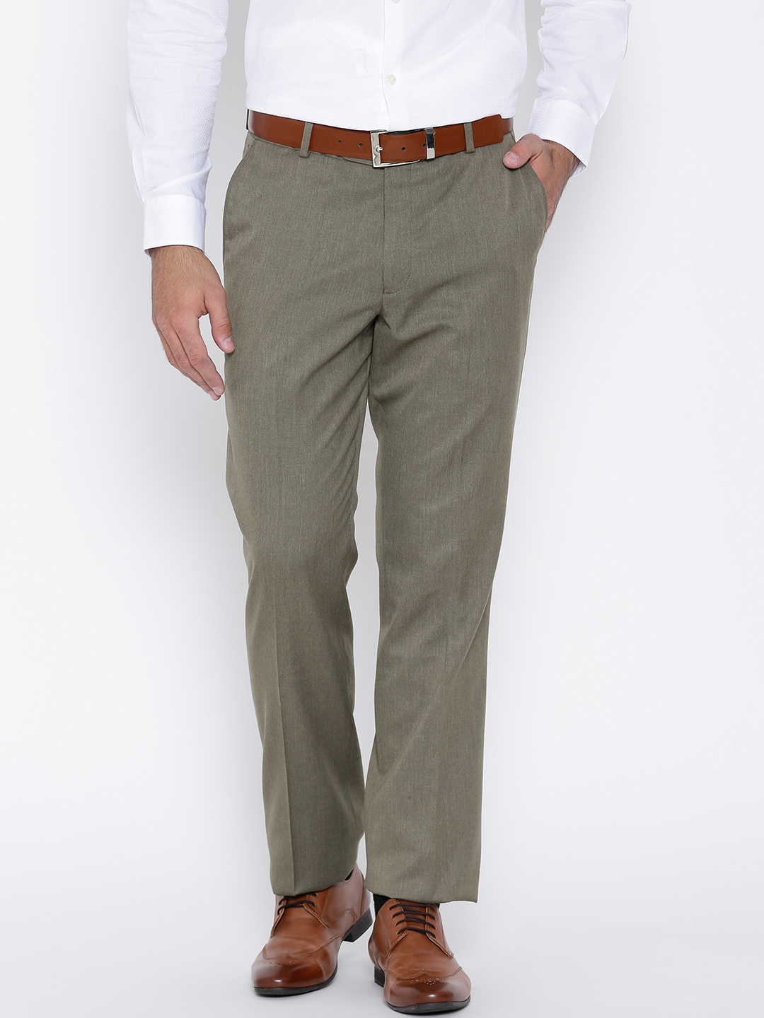 John Players Olive Green Formal Trousers