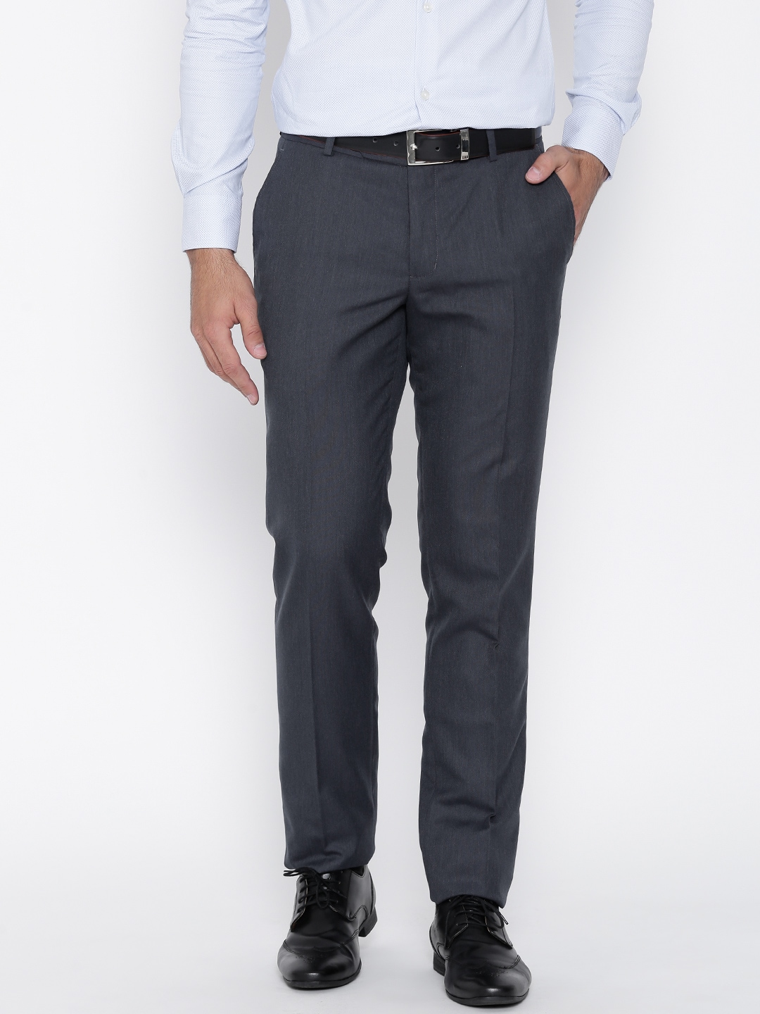 John Players Grey Slim Formal Trousers