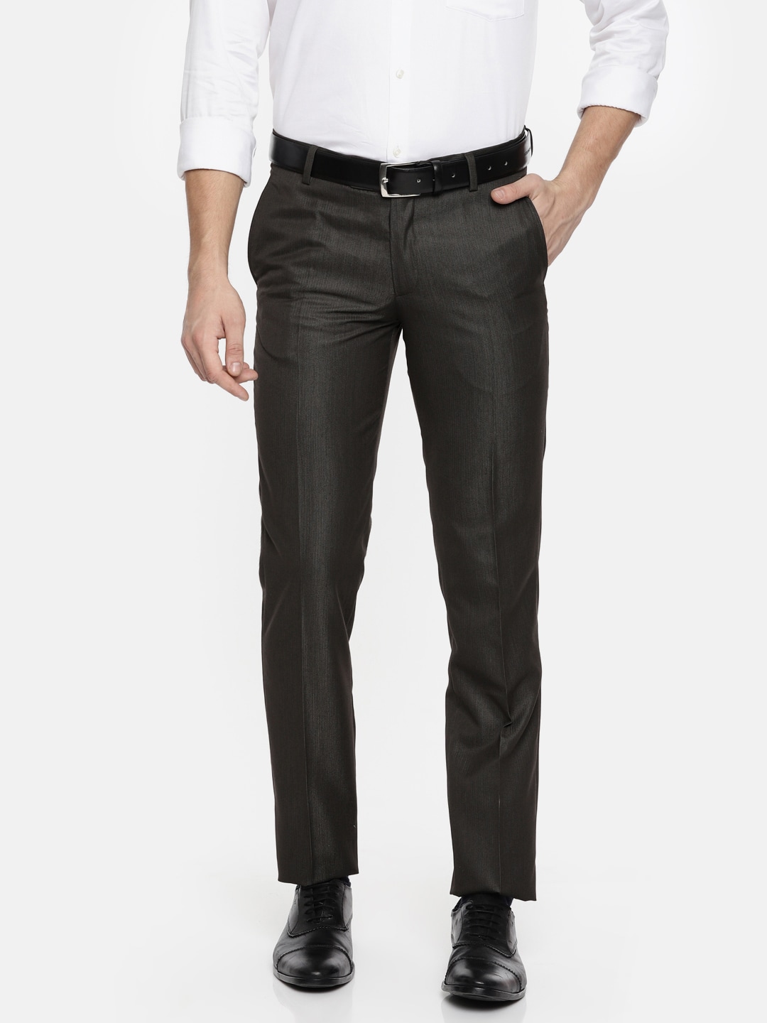 John Players Brown Slim Fit Formal Trousers