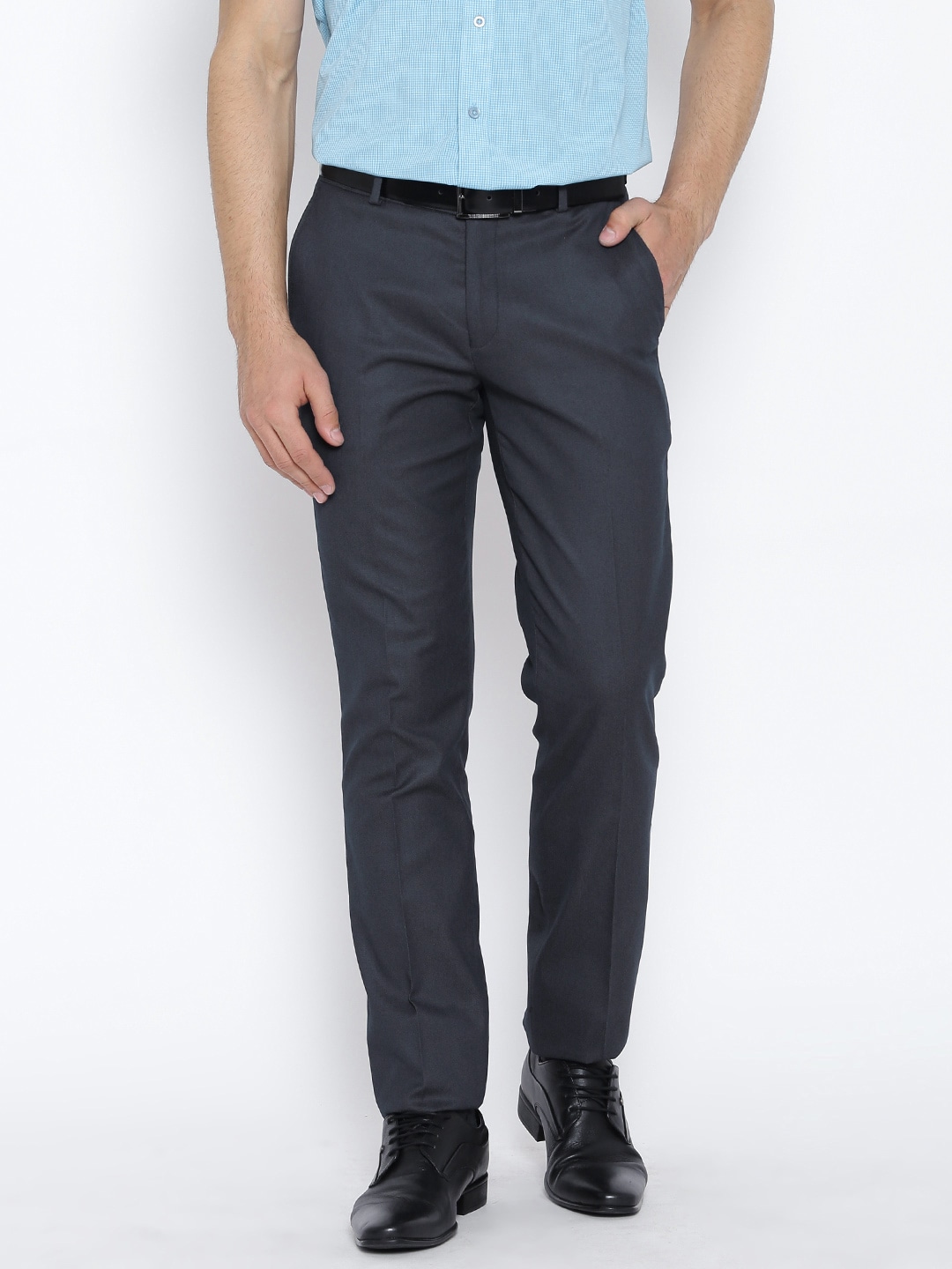 John Players Charcoal Grey Slim Formal Trousers