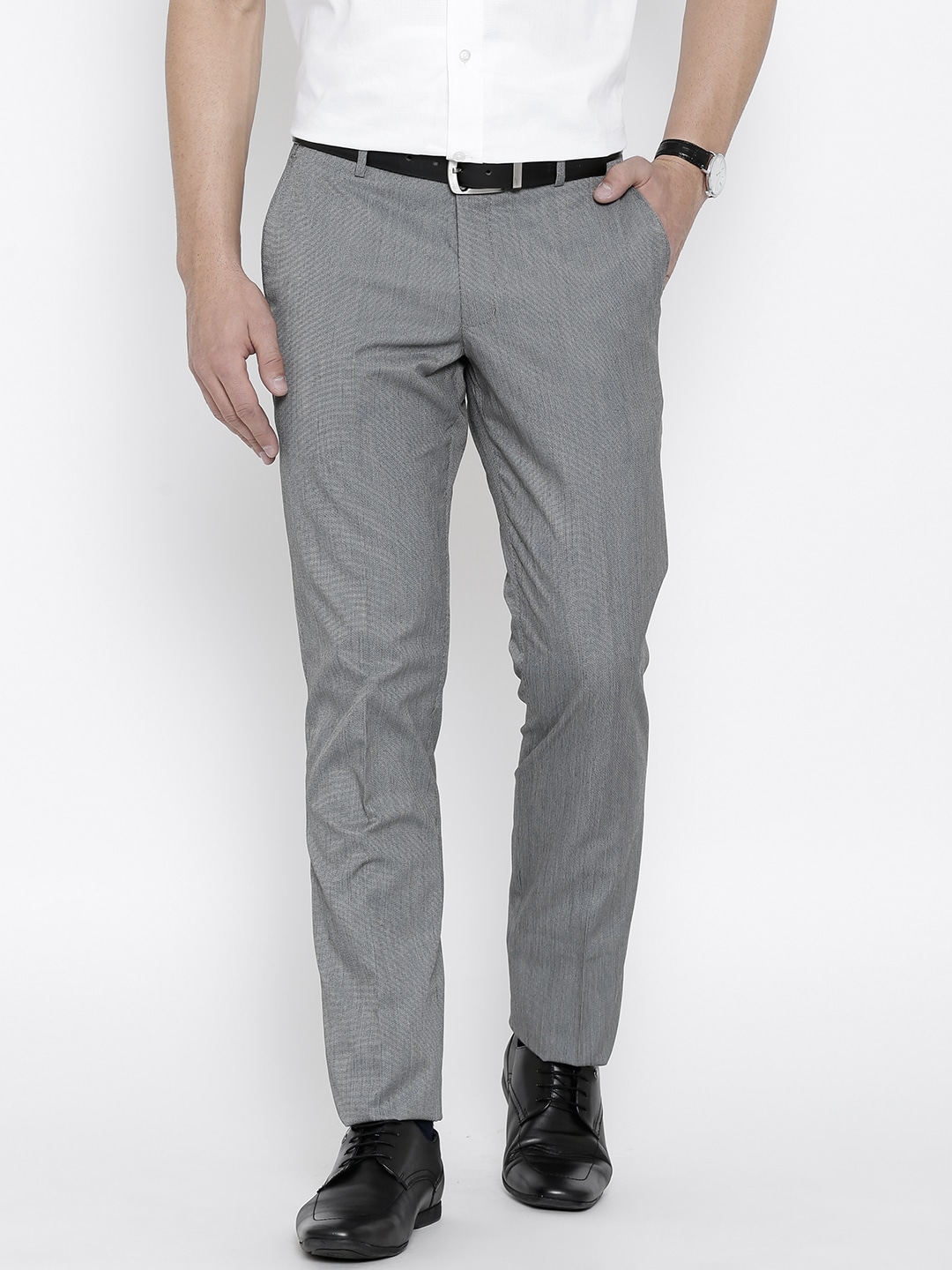 John Players Grey Slim Formal Trousers