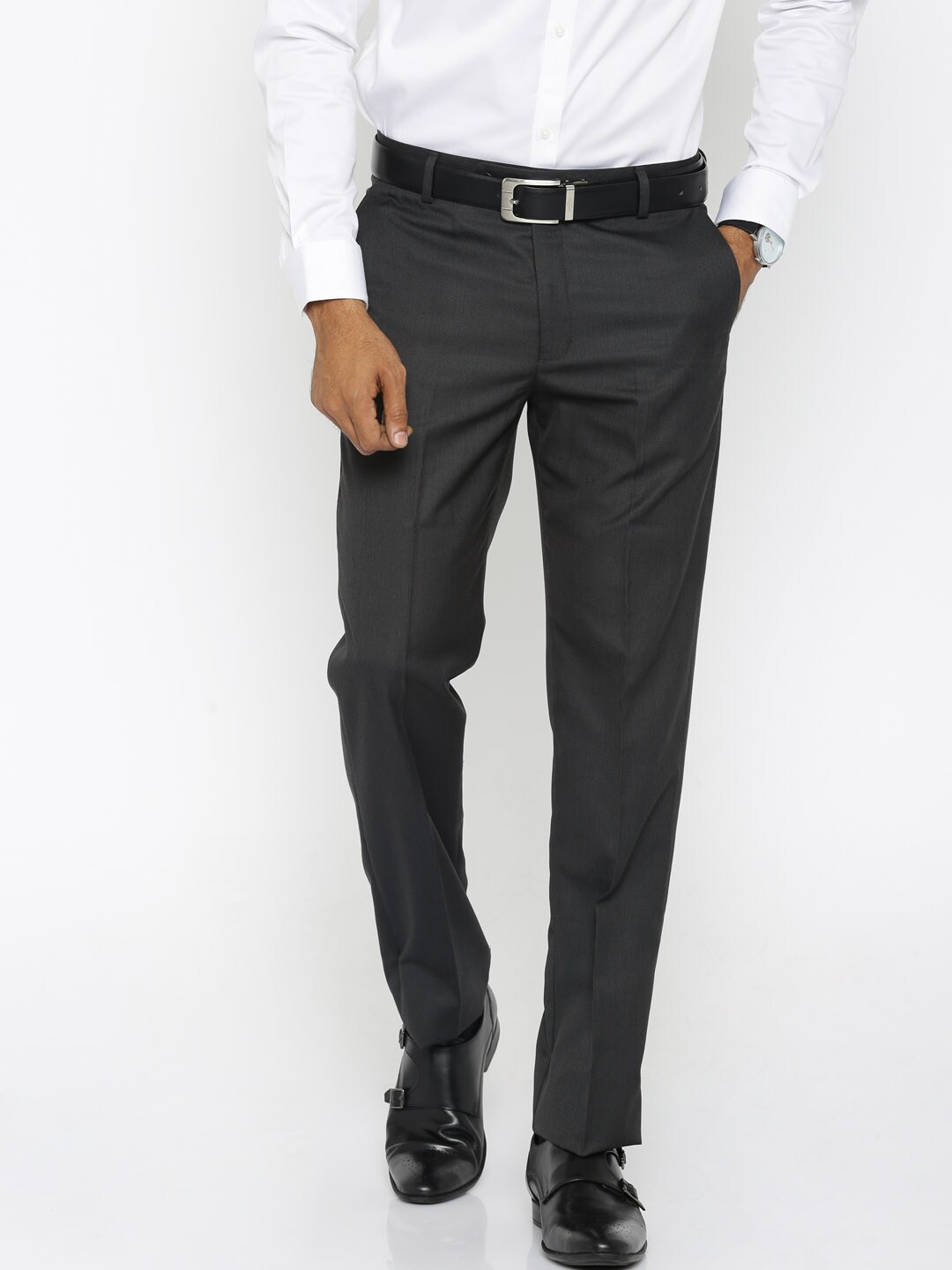 Buy John Players Men Beige Skinny Fit Self Design Formal Trousers  Trousers  for Men 6929835  Myntra