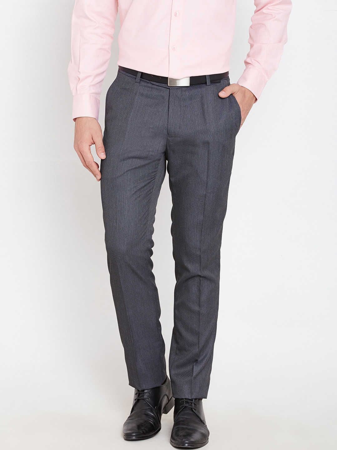 John Players Grey Slim Fit Formal Trousers