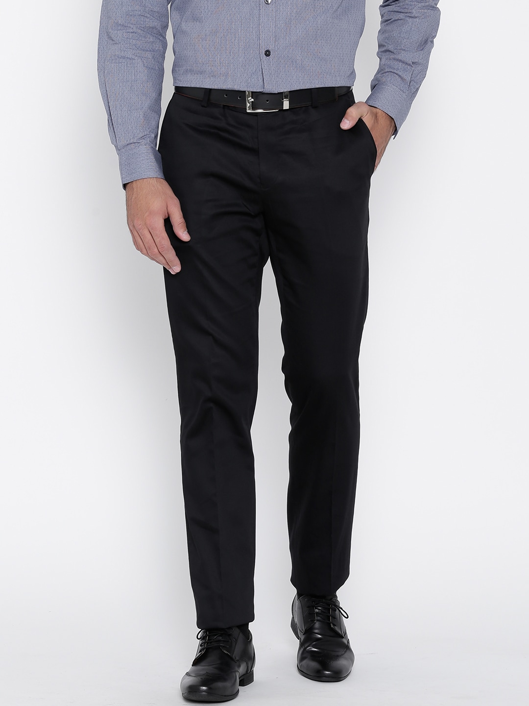 John Players Black Slim Fit Formal Trousers