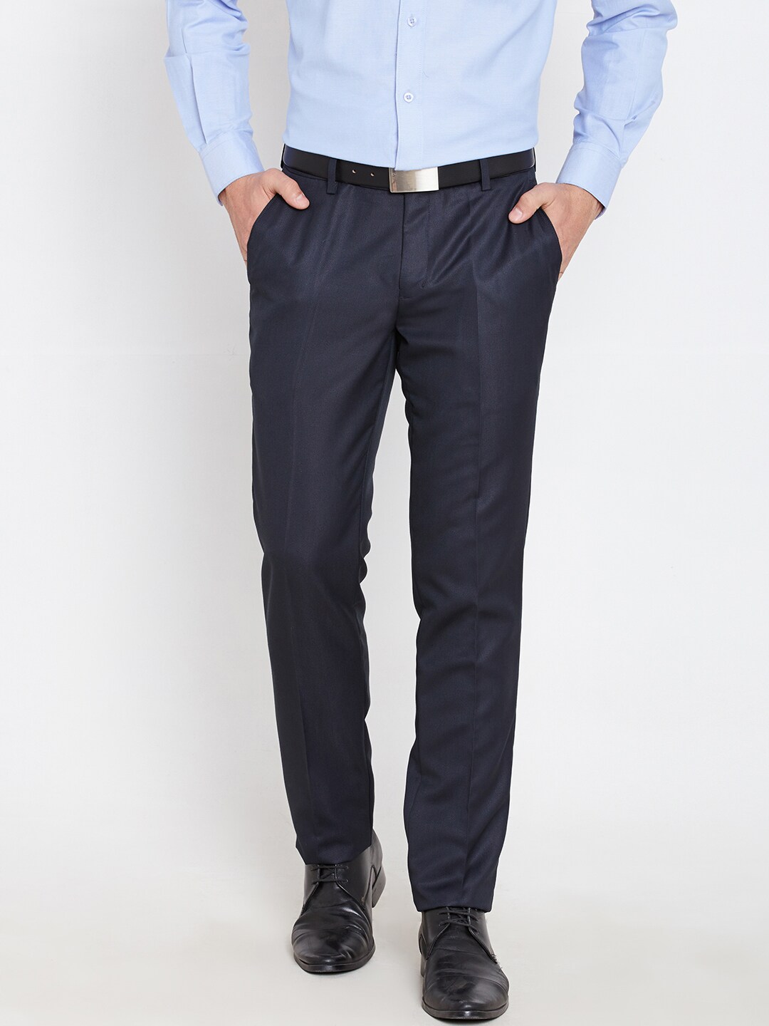 John Players Navy Slim Fit Formal Trousers