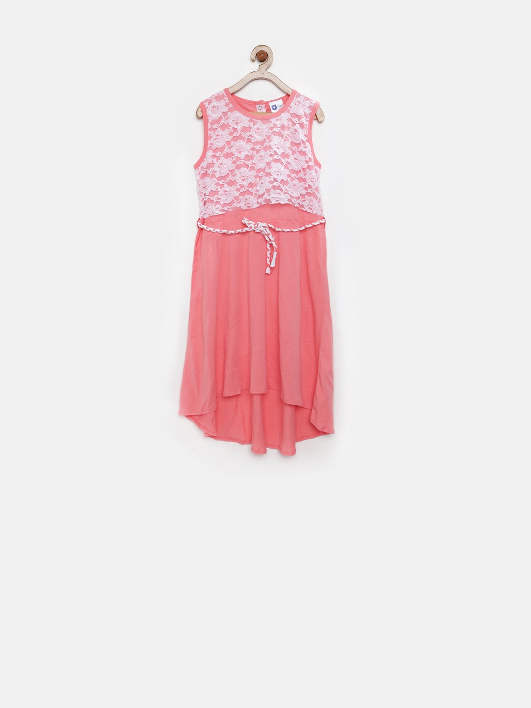 612 League Girls Peach-Coloured Fit  Flare Dress